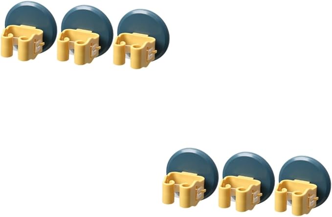 DOITOOL 6pcs Mop and Broom Holder Wall-mounted - Clips for Efficient Storage Cup Design for Easy Installation Kitchen Bathroom and Garage Yellow