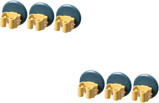 DOITOOL 6pcs Mop and Broom Holder Wall-mounted - Clips for Efficient Storage Cup Design for Easy Installation Kitchen Bathroom and Garage Yellow
