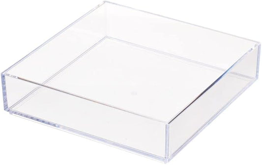 iDesign Decorative Countertop Vanity Tray Organizer for Bathroom, Bedroom, Closet, Entryway, The Clarity Collection – 8" x 8" x 2", Clear