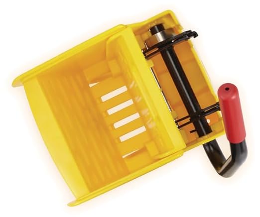 Rubbermaid Commercial Products WaveBrake 26 Qt. Side-Press Mop Bucket and Wringer Combo on Wheels, Yellow, for Professional/Industrial/Business Heavy-Duty Floor Cleaning/Mopping