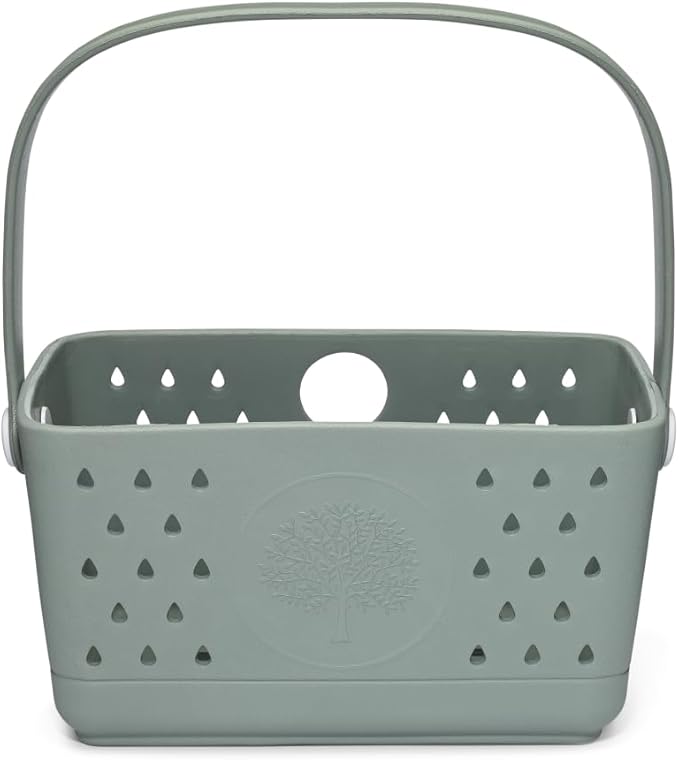 Parker Baby Bath Caddy | BPA Free & Food Grade Shower Caddy Organizer for Toys & Supplies | Quick-Dry, Sturdy & Perfect Size Shower Basket w/Handle in Neutral Colors