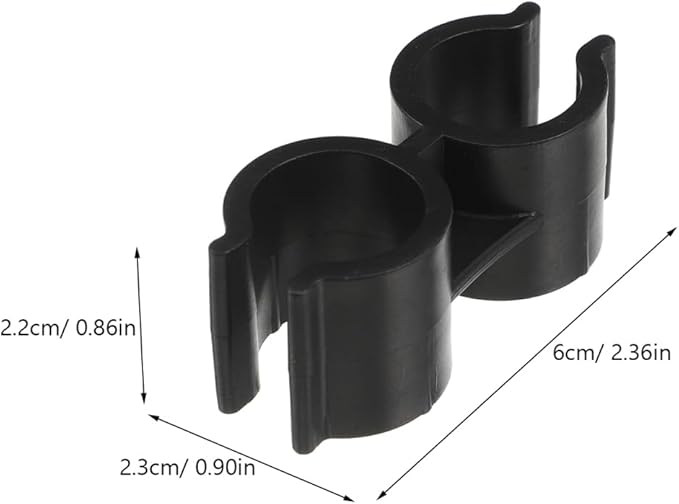 OUNONA Double Pipe Clamp Dustpan Broom Connector Clip 2.36 Inch Plastic Fastener for Secure Broom Handle Attachment and Space-Saving Storage