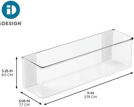 iDesign AFFIXX Plastic Wall Mount Organizer for Kitchen, Bathroom, Office, Bedroom, Garage, Craft Room, 3" x 11" x 3.25", Clear