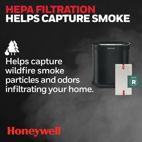 Honeywell HPA300 HEPA Air Purifier, Airborne Allergen Reducer for Large Rooms (465 sq ft), White - Wildlfire/Smoke, Pollen, Pet Dander, and Dust Air Purifier