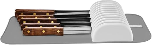 madesmart Large Knife Mat, Soft-Grip In Drawer Knife Organizer for 12 Knives, Non-Slip Kitchen Drawer Storage, Space Saving Knife Block Alternative, Premium