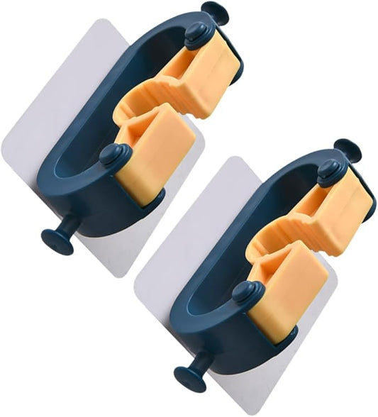 PRETYZOOM 2pcs Wall Mounted Mop Hanger Broom Organizer Bathroom Accessories Holder for Cleaning Tools Space-saving Design