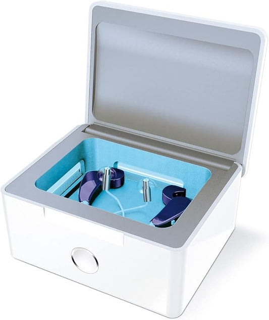 PerfectDry LUX | World's Fastest Hearing Aid Dryer, Dehumidifier Accessory | UV-C Ultraviolet Light Box Kit | Removes Sweat & Moisture from Hearing Aids, Wireless Earbuds, Ear Amplifiers
