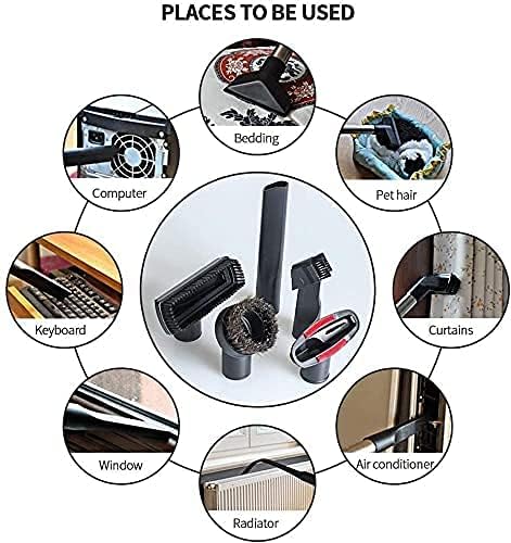 ANBOO 1.25 Inch Vacuum Attachments Brush Extension Wands for Shop Vac 32mm (1 1/4 inch)& 1 3/8 inch Standard Hose, Crevice, Upholstery Brush, Dust Brush Tool and Adapter,Extension Wand Pipe,9pcs