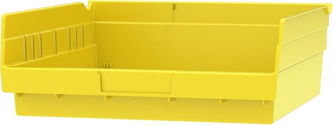 Akro-Mils 30170 Plastic Shelf Bins, Heavy Duty Storage Bins for Garage, Closet, and Drawer Organization, 12-Inch x 11-Inch x 4-Inch, Yellow, 12-Pack