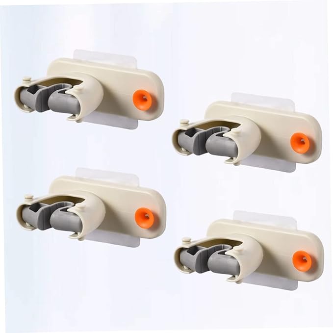 PRETYZOOM 4Pcs Mop Broom Holder Wall Mounted Storage Rack Organizer for Bathroom Kitchen Garage Heat-resistant Mop Hanger Hooks for Cleaning Tools