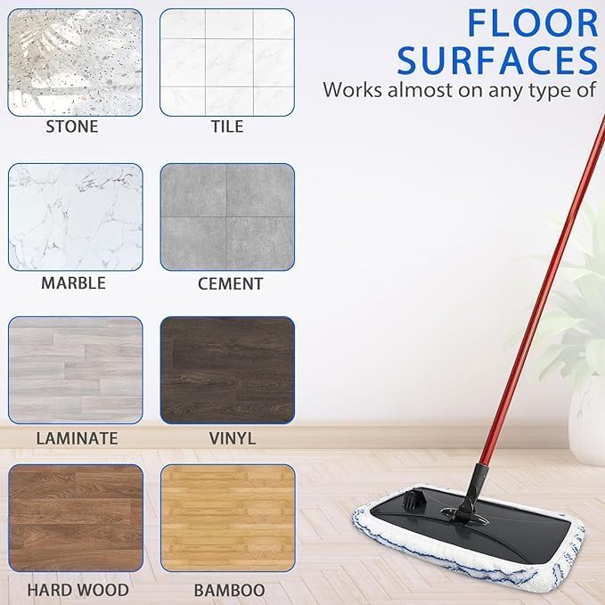 6 Pack Microfiber Mop Pads Covers Replacement Compatible with Oceda,Terry Cloth Mop Refills 15x8 Inch Pads for Wet Dry Hardwood Floor Cleaning, Washable & Reusable Mopping Pads
