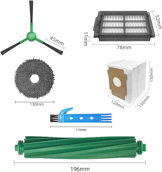 Replacement Parts for iRobot Roomba Plus 405 Combo & 505 Combo Robot Vacuum Cleaner Accessories Kit 22 Packs 2 Main Brushes, 4 Filters, 6 Side Brushes, 4 Mop Cloths, 6 Bags