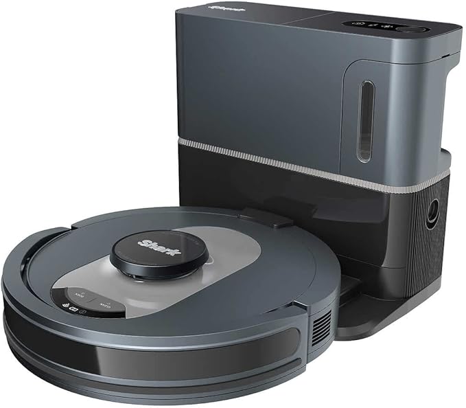 Shark UR2500SR AI Ultra Robot Vacuum, with Ultra Clean, Home Mapping, 30-Day Capacity Bagless Self Empty Base, Perfect for Pet Hair, WiFi, Compatible with Alexa, Black/Silver (Renewed)