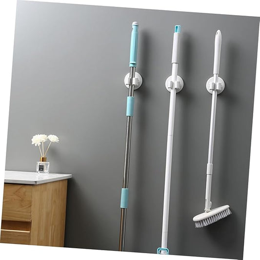 Happyyami 3pcs Mop and Broom Holder Wall-mounted Suction Cup Clamp for Cleaning Tools Broom Holder Wall Mount