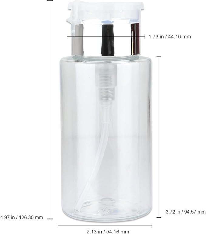 PANA 7oz. Professional Push Down Liquid Pumping Clear Bottle Dispenser (Silver Lid with No Wording, 2pc)