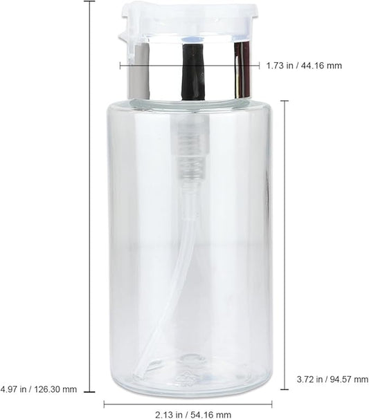 PANA 7oz. Professional Push Down Liquid Pumping Clear Bottle Dispenser (Silver Lid with No Wording, 2pc)