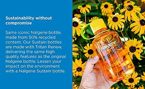 Nalgene Sustain Tritan BPA-Free Water Bottle Made with Material Derived from 50% Plastic Waste (using ISCC certified mass balance), 16 OZ, Narrow Mouth, Aubergine