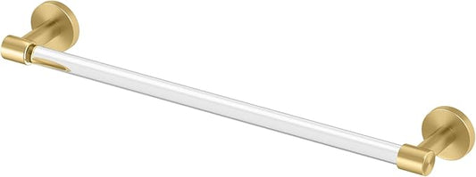 Gatco Clarion 18" L Towel Bar, Crystal-Clear Acrylic Brushed Brass