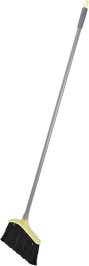 Casabella Wayclean Wide Angle Broom with Densely Packed Bristles, Gray