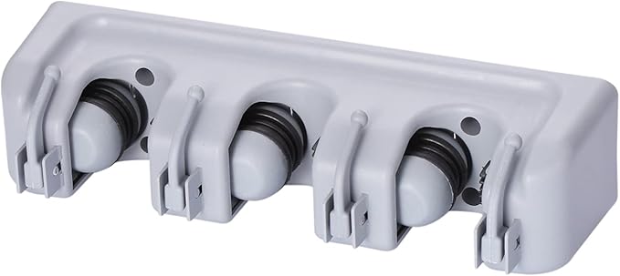 Mop and Broom Holder Broom Hanger Wall Mounted Home Garden Garage Tool Organizer Storage Rack 3 Slots with 4 Hooks,Grey