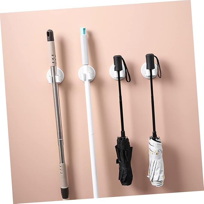 Happyyami 3pcs Mop and Broom Holder Wall-mounted Suction Cup Clamp for Cleaning Tools Broom Holder Wall Mount
