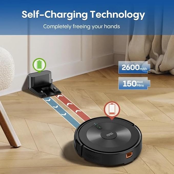 Robot Vacuum and Mop:5000Pa 3-in-1 Robotic Vacuum with Intelligent Navigation, Alexa & APP Control, Schedule Cleaning, Robotic Vacuum Cleaner Ideal for Pet Hair, Hard Floor, Carpet, Slim and Quiet