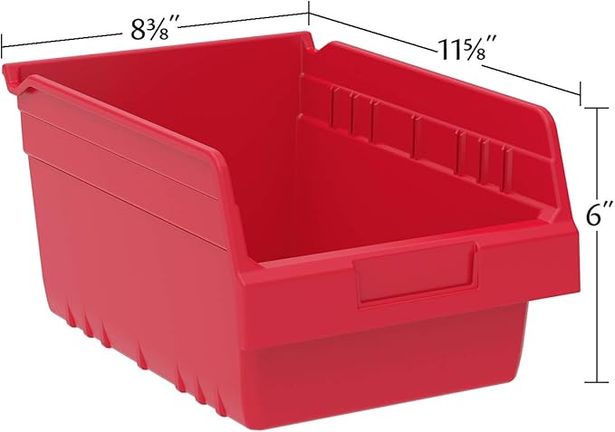 Akro-Mils 30080 Plastic Nesting ShelfMax Storage Bin Box, (12-Inch x 8-Inch x 6-Inch), Clear, (8-Pack)