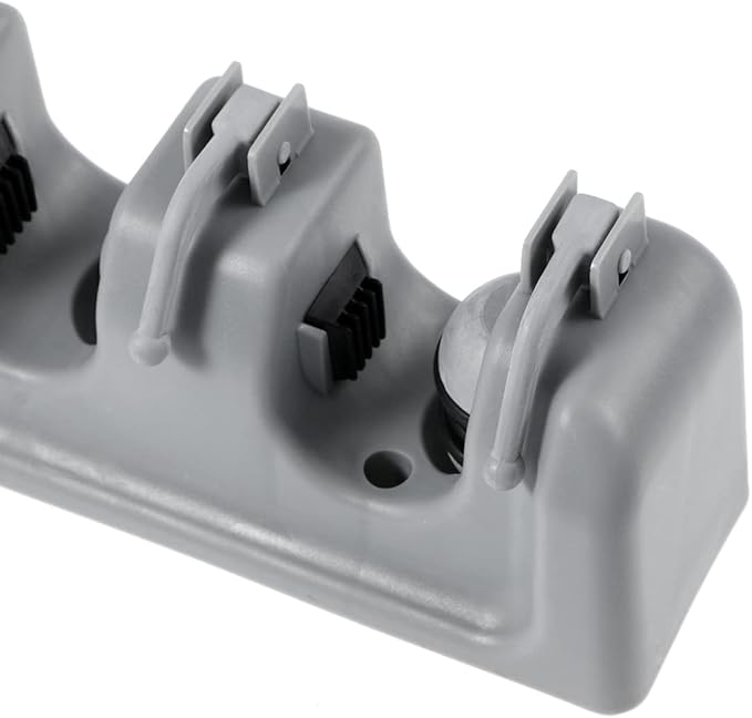 Zerodeko Umbrella Clip Mop Broom Holder Wall Mount Storage Rack 3 Ball Slots 4 Hooks Anti-slip Pad Grey