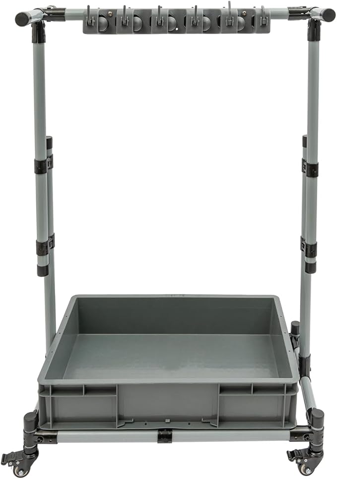 Garden Tool Organizer, 10 Slots with Hooks, Movable Floor-Mounted Mop Rack Floor Standing Cleaning Tool Cart Storage for Garage Organization and Storage, Hold Long-Handled Tool/Rake/Broom (Style 1)