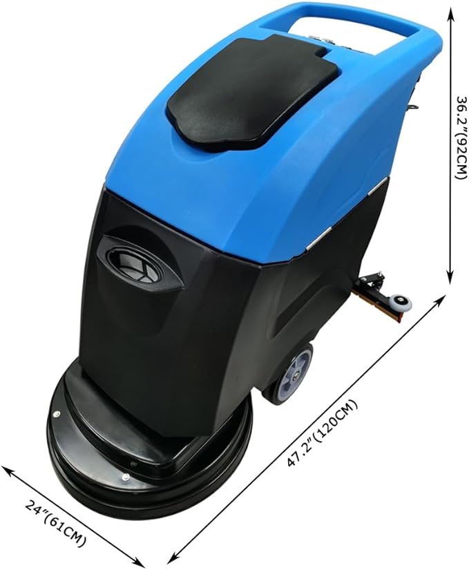 Commercial Floor Scrubber Washer Dryer 20'' Hand Push Auto Floor Cleaner 13Gal Clean & 10.5Gal Dirty Water Tank, 65dB Low Noise for Mall/Hotel/Airport/Factory/Office, Wire-Type 110V