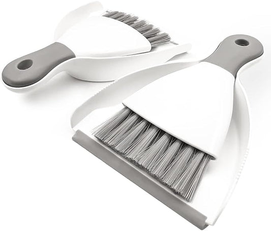 Small Dust Pan and Brush Broom - Dust Pan and Brush Set, Small Dustpan and Brush Set, Hand Broom and Dustpan Set is Daily Clean Tool for Family. （Gray 2 Set）
