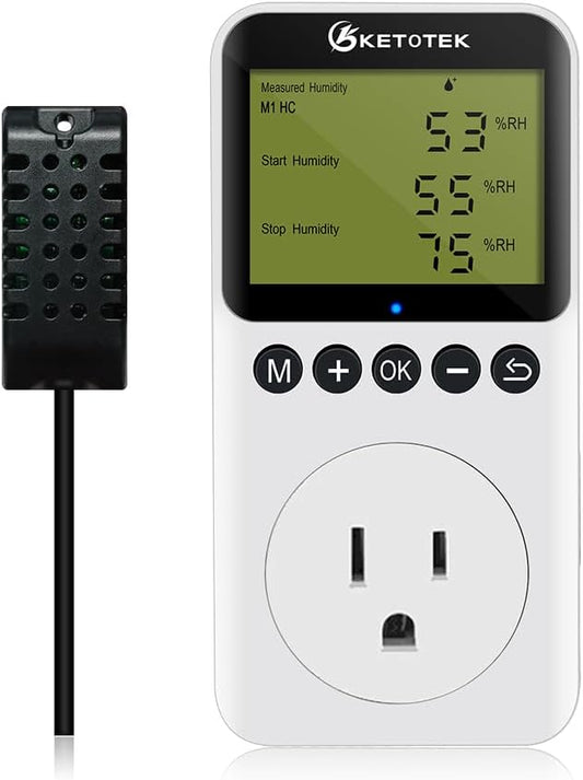 Digital Humidity Controller Outlet Plug 120v 15A Humidistat Countdown Control Switch for Greenhouse Reptile Bathroom Vent Fan Humidifier Dehumidifier