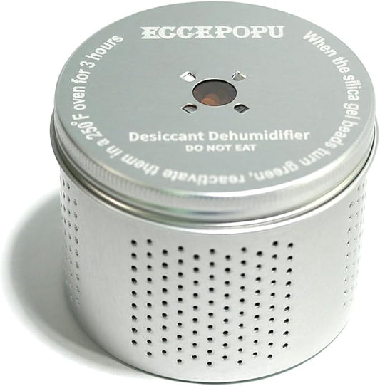 Gun Safe Dehumidifier - Portable Moisture Absorber, 200g Reusable Indicating Silica Gel Desiccant Canister for Gun Cabinets & Safes, Protect 27 Cubic Feet, Aluminum Shell,Silver
