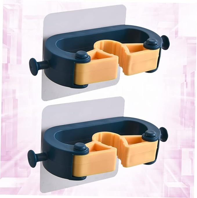 PRETYZOOM 2pcs Wall Mounted Mop Hanger Broom Organizer Bathroom Accessories Holder for Cleaning Tools Space-saving Design