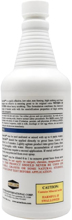 Grout66: Grout and Tile Cleaner with Low-Odor, Non-Fuming Formula Ideal for Heavy-Duty Cleaning, Quick Touch-Ups, and Tile Maintenance. This Three Quarts Kit ensures Effortless Cleaning.