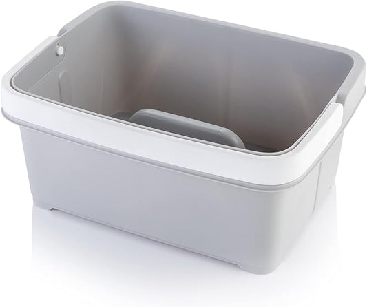 Minky Large Storage Caddy - Easy to Clean Plastic Storage Bin with Foldaway Handle For Cleaning, Crafts, DIY - Great for Pantry, Fridge & Organization - Made in the UK (Light Grey)