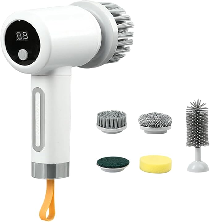 Bathroom Scrubber - 3-Level Electric Adjustable Household Tool with 5 Brush Heads,Shower Cleaner Brush - for Bathtub Tile Grout Floor Toilet Kitchen Wall Home Household Apartment Car Baseboard Washing