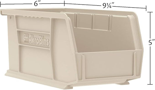 Akro-Mils 30237 AkroBins Plastic Storage Bins, Space-Saving Stackable Bins for Garage, Pantry, Craft Organization, 9" x 6" x 5", Green, 12-Pack