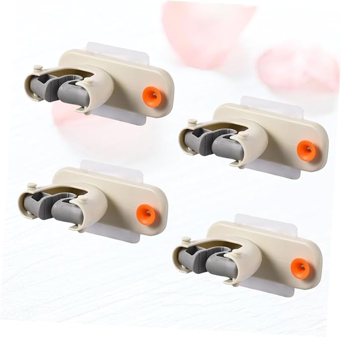 IMIKEYA 4pcs Mop Holder Broom Clip Bathroom Cleaner Storage Mounted Mop Hanger for Home