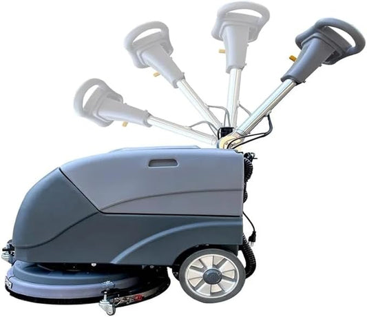 Commercial Floor Scrubber Machine with brushes， 15" Brush 8 Gal Foldable and Portable Scrubber Walk-Behind cleaning machine ，180 Degree Rotation，floor scrubbing, floor cleaner machine