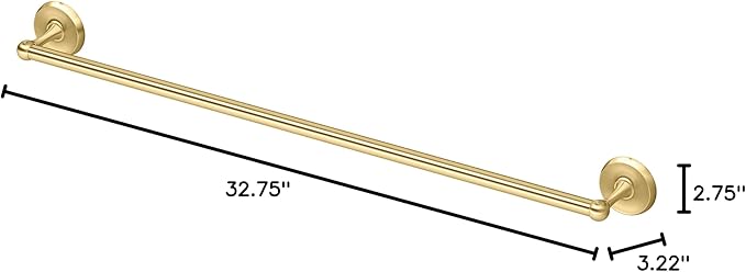 Gatco 5058 Designer II Towel Bar, 30 Inch, Brushed Brass/Wall Mounted Single Towel Holder