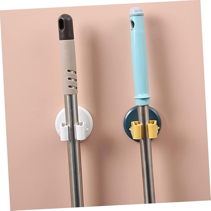 PRETYZOOM 3pcs Mop and Broom Holder Wall-mounted Gripper Clips for Efficient Storage Bathroom Kitchen and Balcony Easy Installation Space-saving
