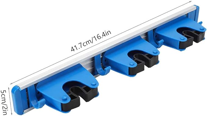 Broom and Mop Holder, Mop Broom Holder Wall Mounted with 3 Sliding Positions, Mop Organizer, Utility Tool Organizer for Home