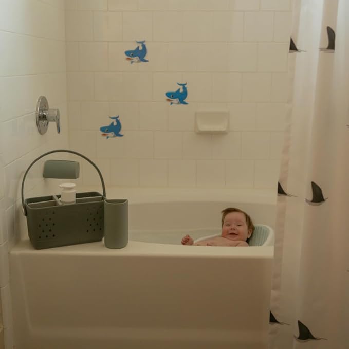 Parker Baby Bath Caddy | BPA Free & Food Grade Shower Caddy Organizer for Toys & Supplies | Quick-Dry, Sturdy & Perfect Size Shower Basket w/Handle in Neutral Colors