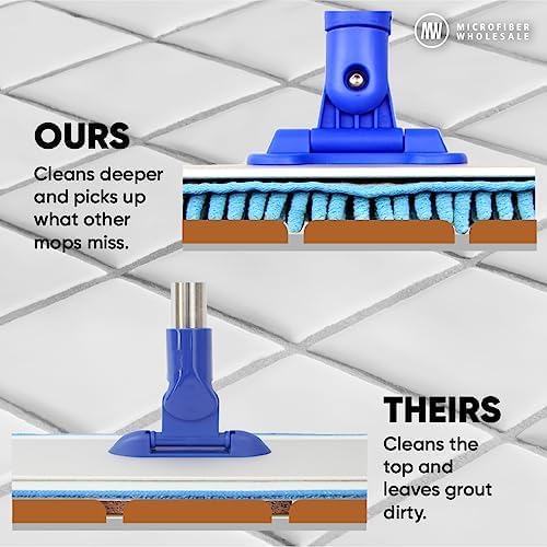 10" Mucho Microfiber Mop System - Mops for Floor Cleaning - Hardwood Floor Mop for Tile, Laminate, Wood, Vinyl Floors | Washable Pads | Dry & Wet Mopping - Microfiber Wholesale