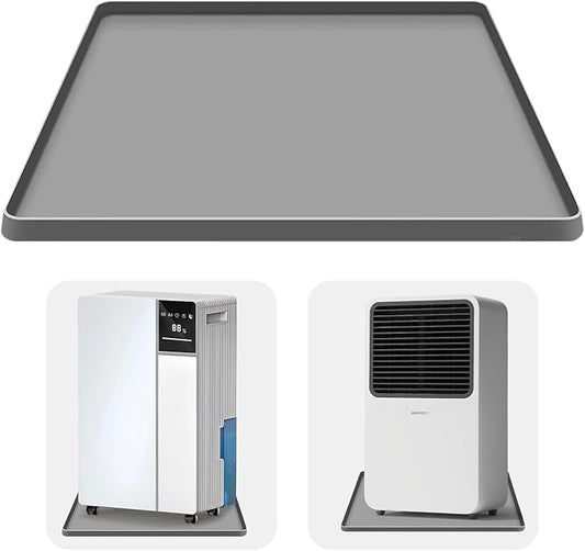 Dehumidifier Drip Mat- 23.6'' x 19.7'' x 0.78'' Silicone Humidifier Drip Mat, With Raised Edge, Non-Slip,Spill-Proof,Dehumidifier Drip Pan,Prevent Water Leakage and Protect Floor & Carpet-Grey
