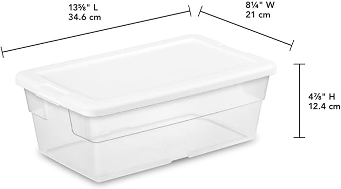 Sterilite 12-Pack 6 Quart Storage Box, Stackable Clear Plastic Bins with Snap-On Lids - Heavy-Duty Organizing Containers for Closet, Bathroom, and Office