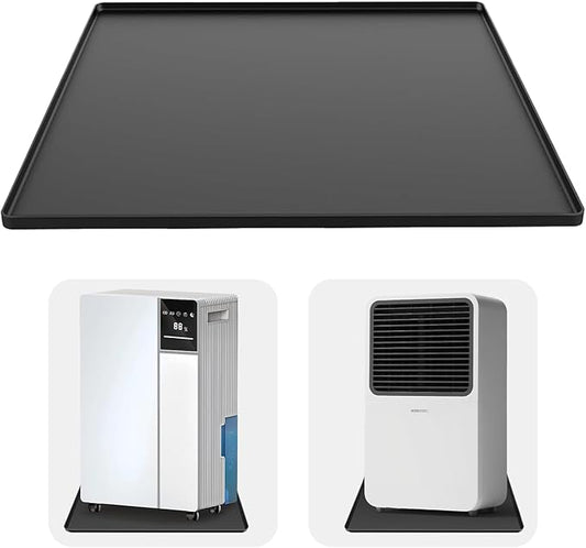 Dehumidifier Drip Mat- 23.6'' x 19.7'' x 0.78'' Silicone Humidifier Drip Mat, With Raised Edge, Non-Slip,Spill-Proof,Dehumidifier Drip Pan,Prevent Water Leakage and Protect Floor & Carpet-Black