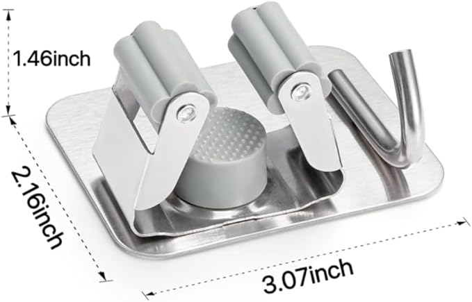 3-piece Stainless steel broom and mop multifunctional bracket hook - self-adhesive, no drilling required - universal for kitchen, bathroom, and garden (silver)
