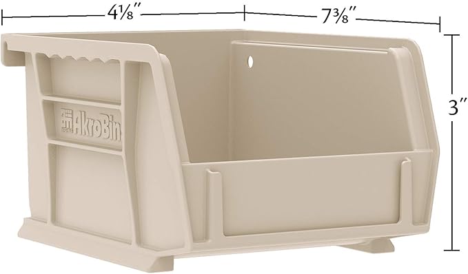 Akro-Mils 30220 AkroBins Plastic Storage Bins, Space-Saving Stackable Bins for Garage, Pantry, Craft Organization, 7" x 4" x 3", Blue, 24-Pack
